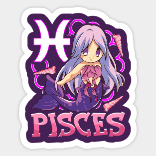 Pisces Manga Kawaii February March Birthday Zodiac Sticker